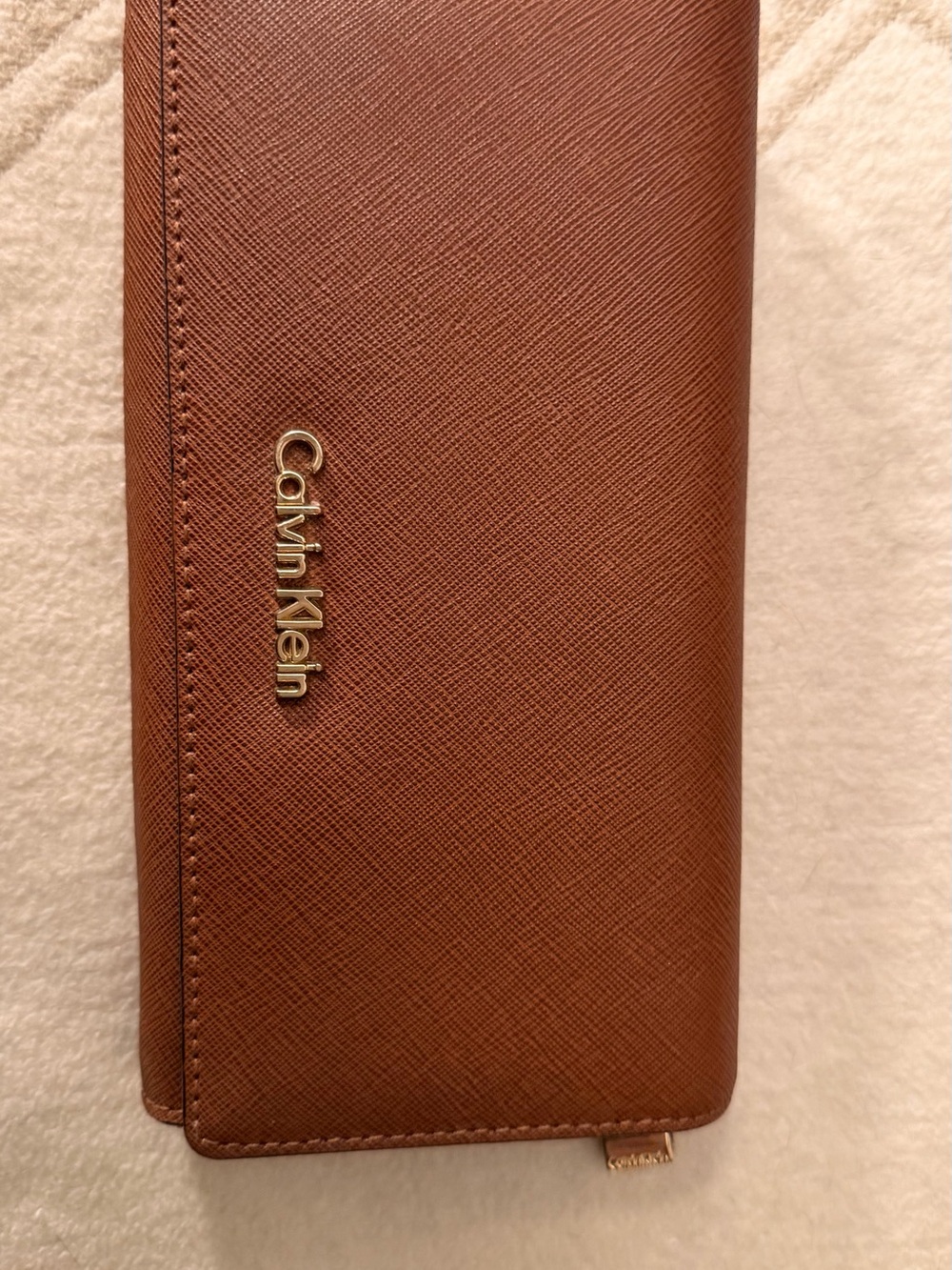 Calvin Klein Brown Saffiano Leather Card Holder Wallet